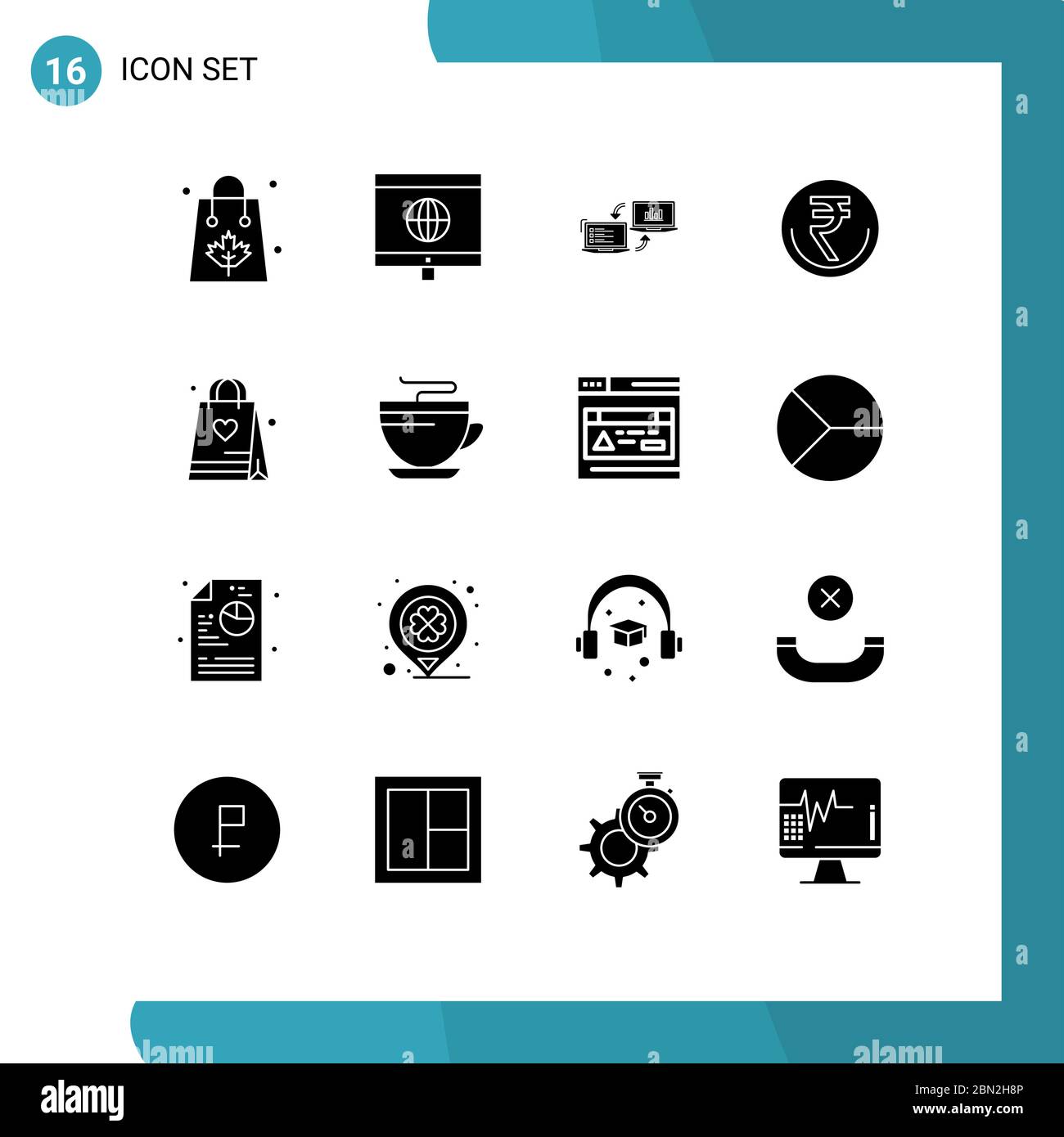 Set Of 16 Modern Ui Icons Symbols Signs For Indian Currency
