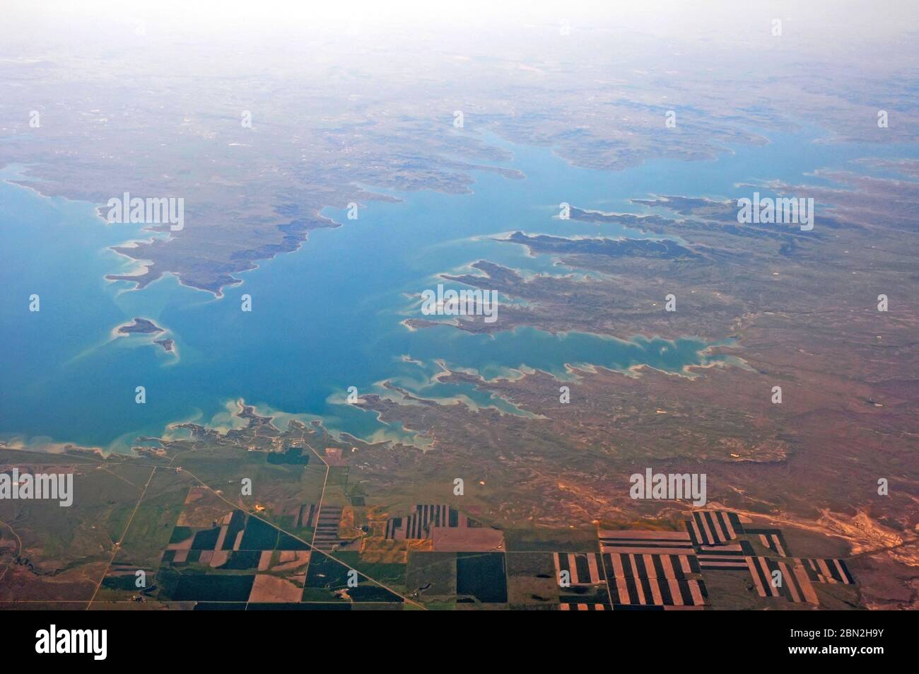 Fort Peck lake, Montana USA, Aerial view Stock Photo Alamy