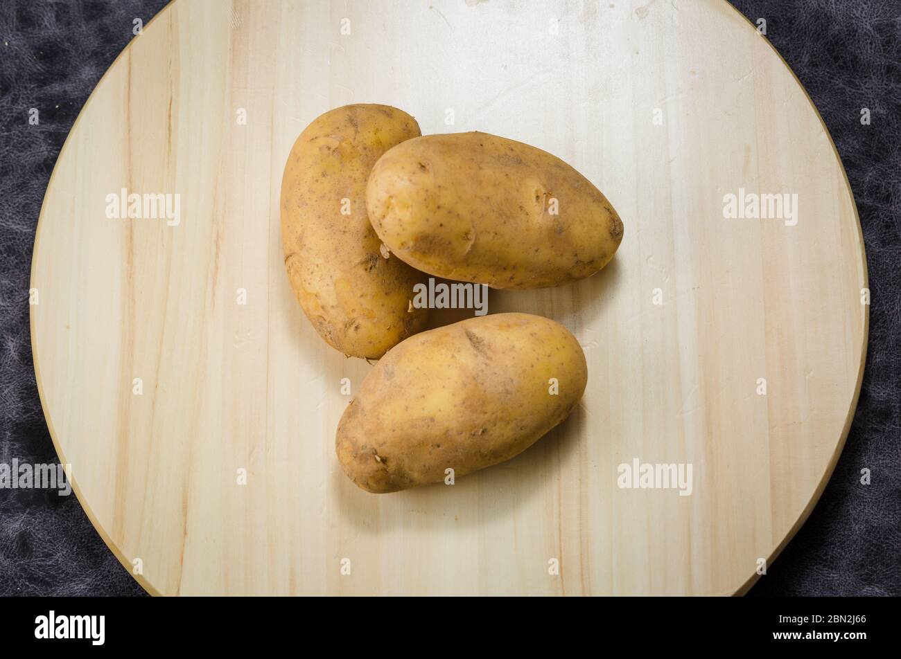 Fresh Potato on Wooden Table Background, Concept and Idea of Food Cook ...