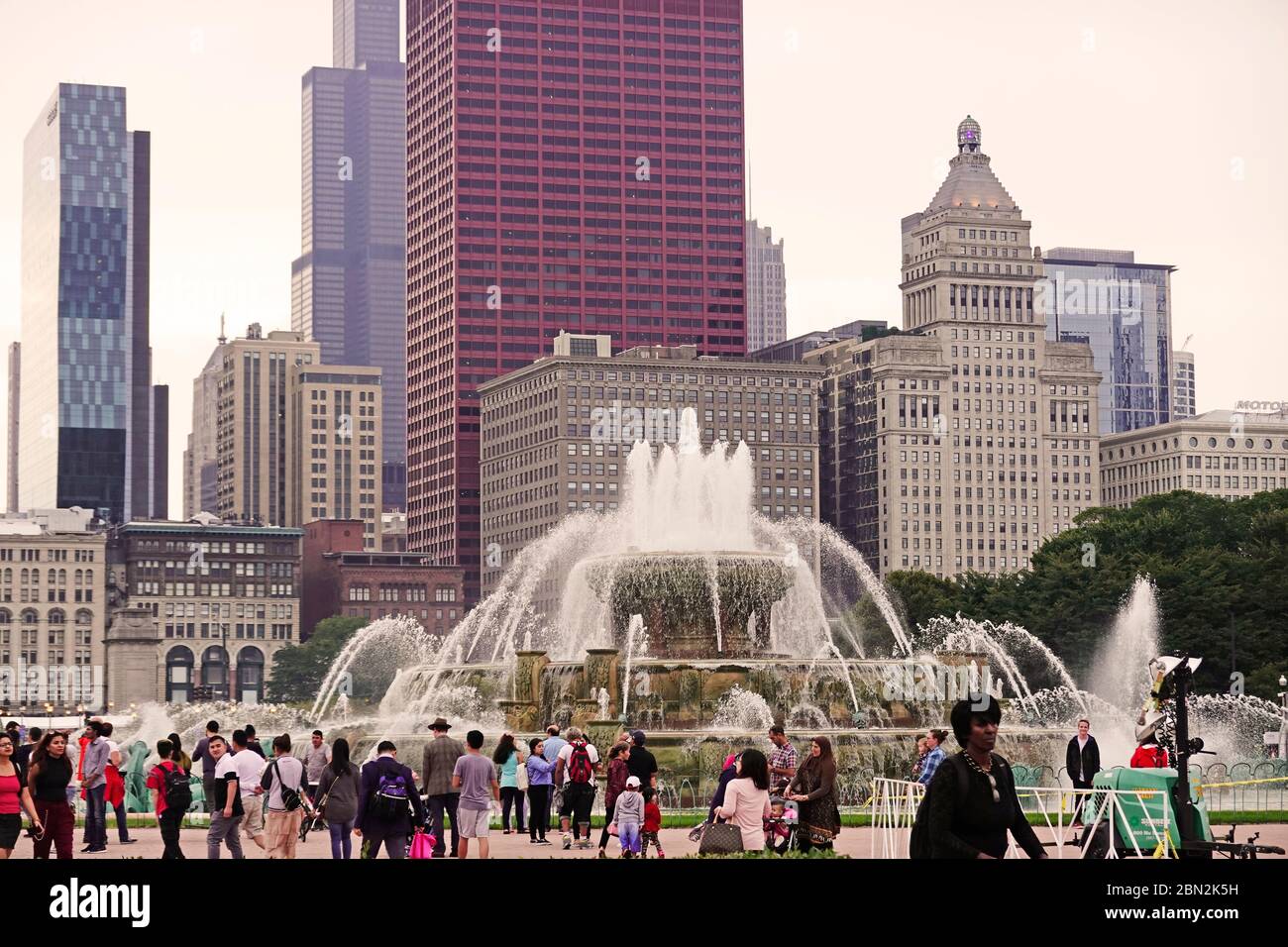 Buckingham fountain in Grant park in Chicago Illinois Stock Photo