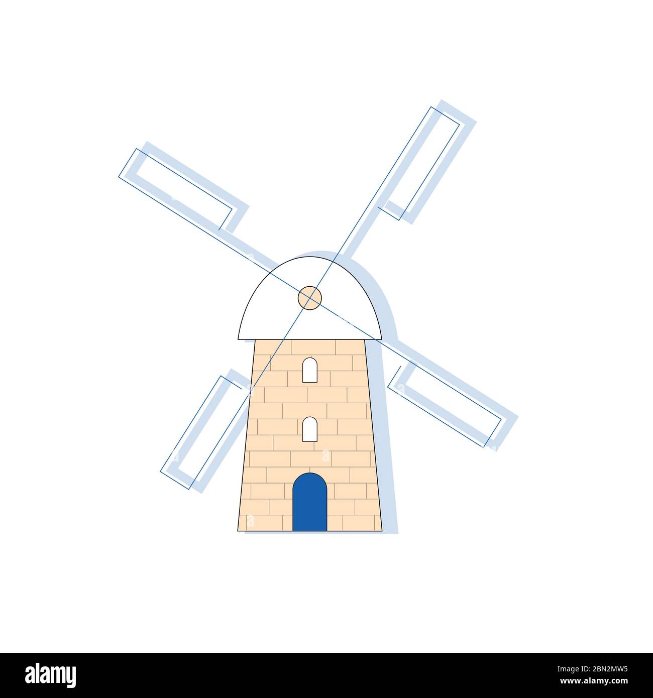 windmill in Greek style vector illustration on white Stock Vector