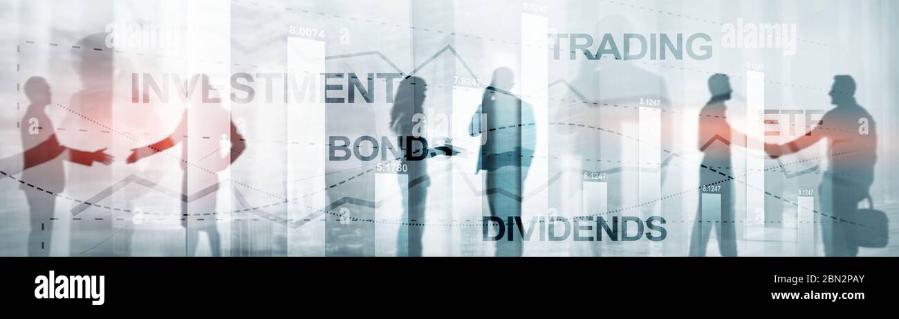 Investment Trading Bonds Dividends ETF Concept. Background for presentation. Stock Photo