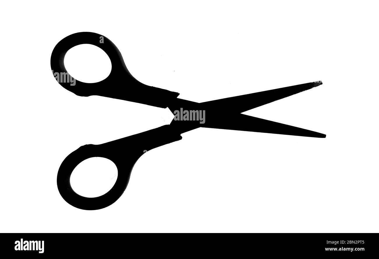 Open scissors silhouette, on a white background Stock Photo - Alamy