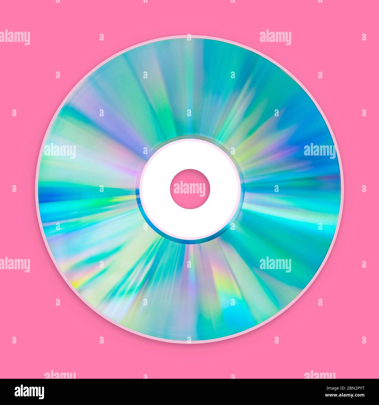 CD Compact Disk, DVD, Blu-ray, for Music, Movies and Data, close up, isolated and presented in punchy pastel colors, for nostalgic creative design Stock Photo