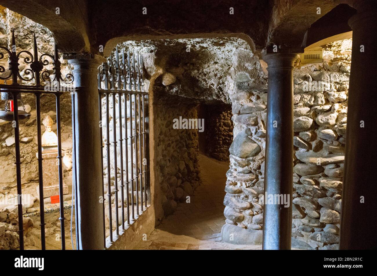 Granada, Spain : Holy Caves of the Abbey of Sacromonte where the alleged relics of the first Christians martyrs and evangelizers of Roman Baetica; inc Stock Photo