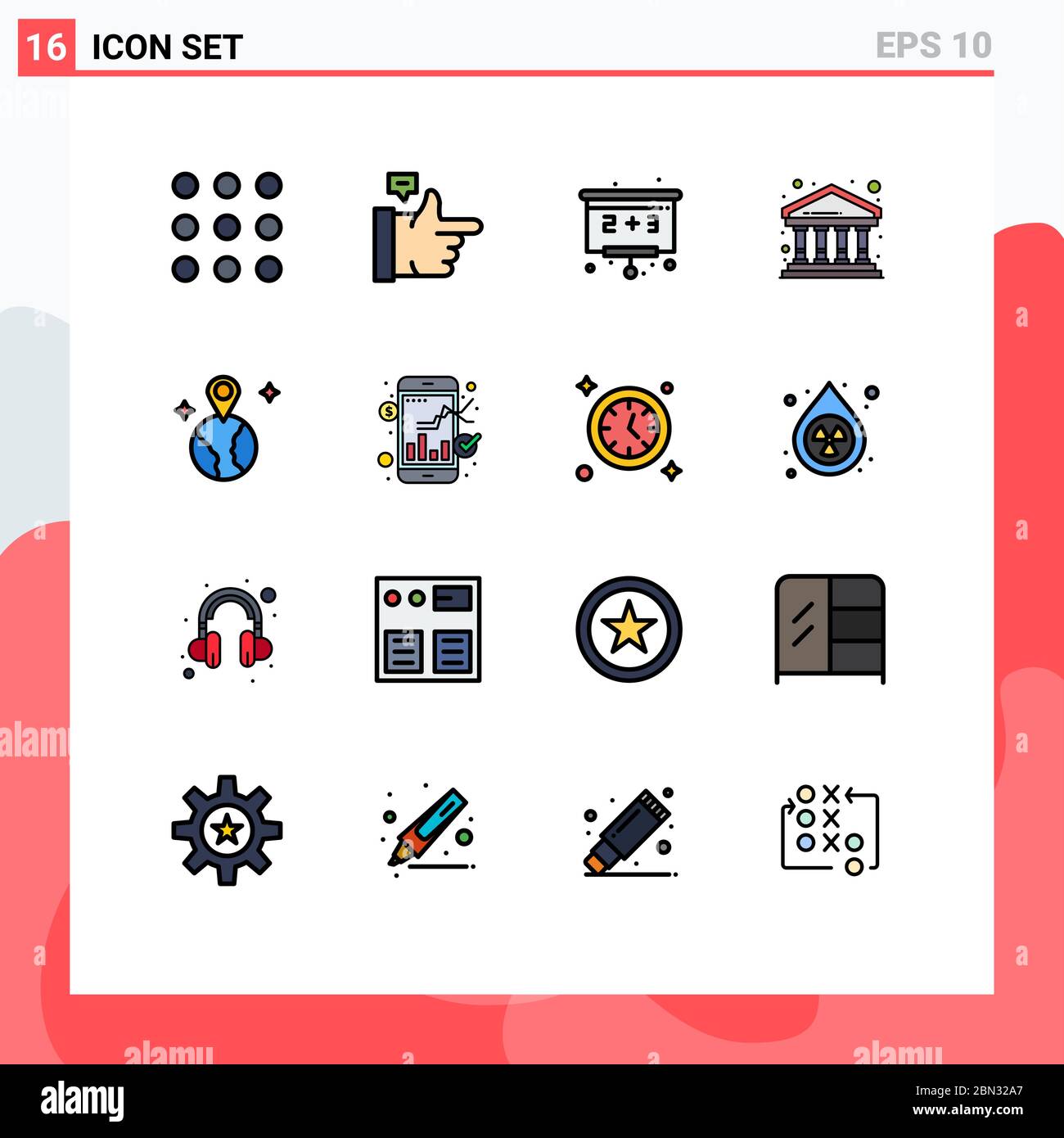 Set of 16 Modern UI Icons Symbols Signs for market, location, board ...