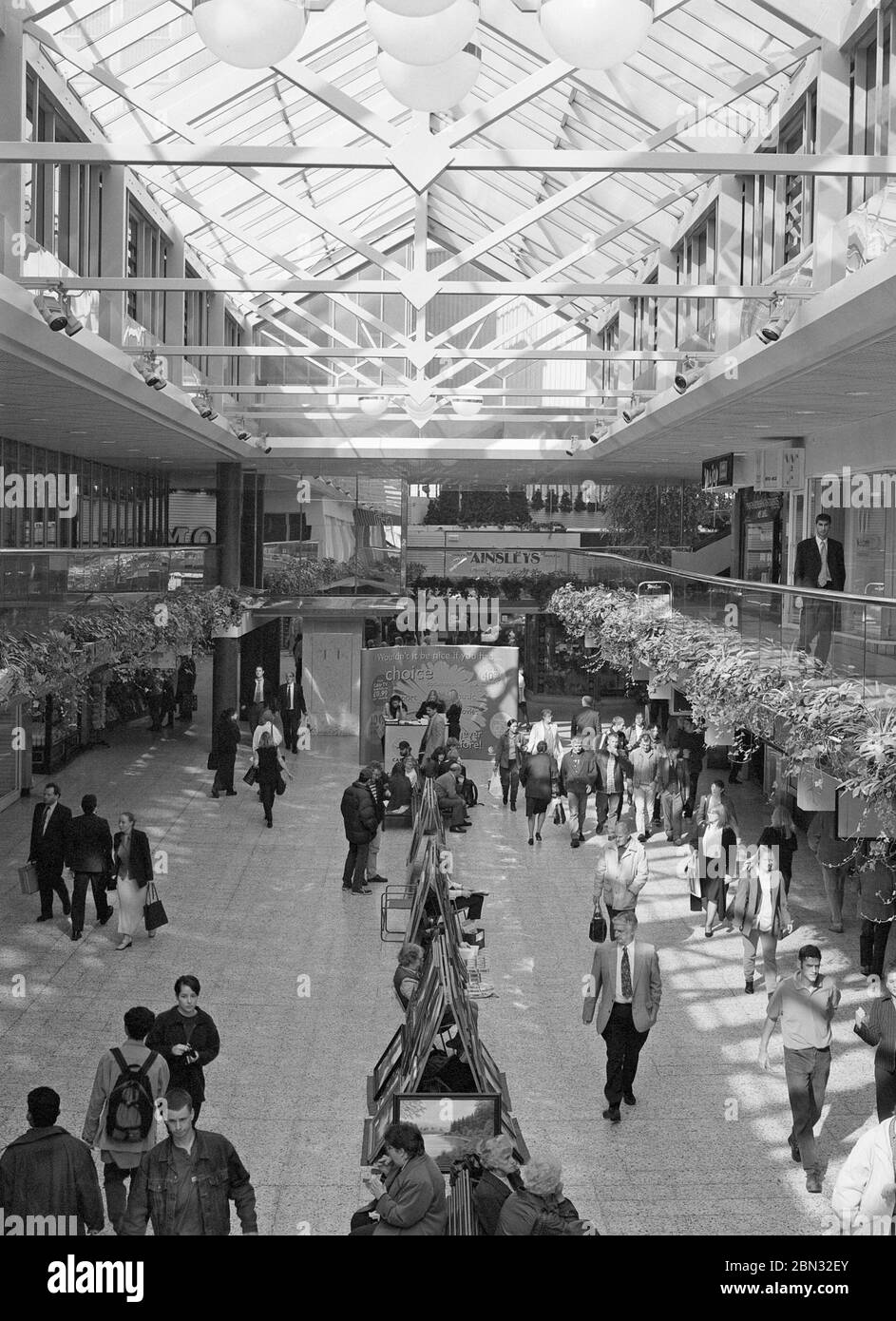 1997, Leeds city Centre, busy with shoppers, West Yorkshire, northern England, UK Stock Photo