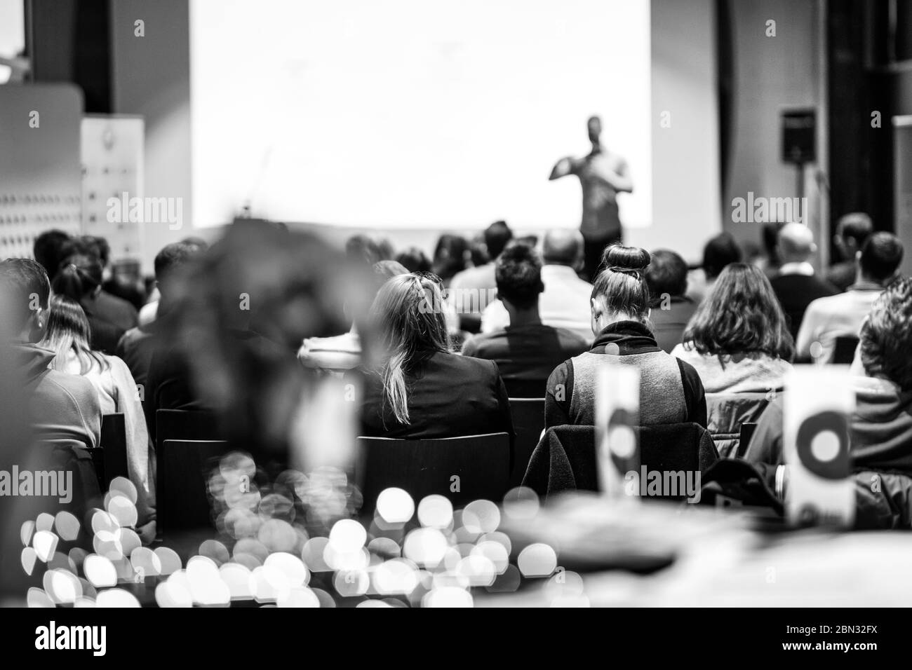 Man giving speech to audience Black and White Stock Photos & Images - Alamy