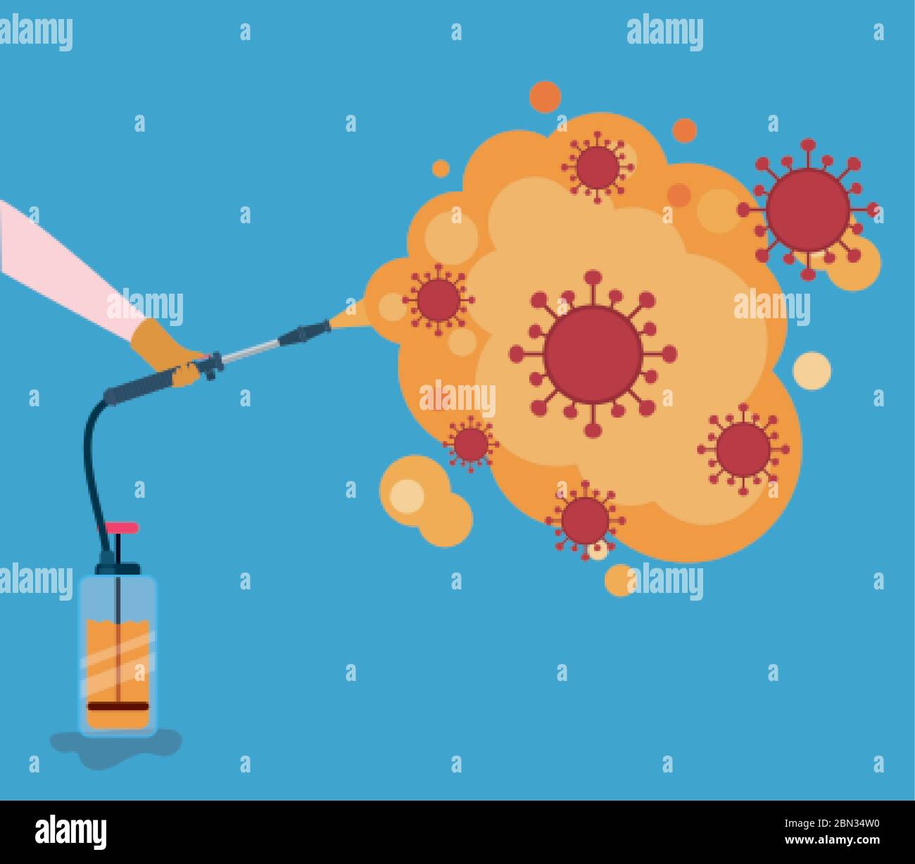 Antibacterial spray bottle and smoke with covid 19 virus vector design ...