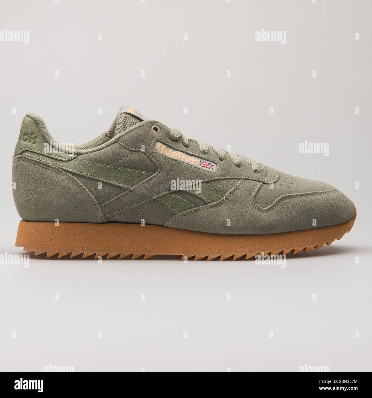 VIENNA, AUSTRIA - AUGUST 13, 2018: Reebok Classic Leather Ripple olive  green and brown sneaker on white background Stock Photo - Alamy