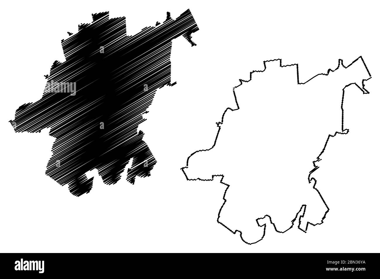 Simferopol City (Ukraine, Republic of Crimea, Crimean Peninsula, Russia, Russian Federation) map vector illustration, scribble sketch City of Simferop Stock Vector