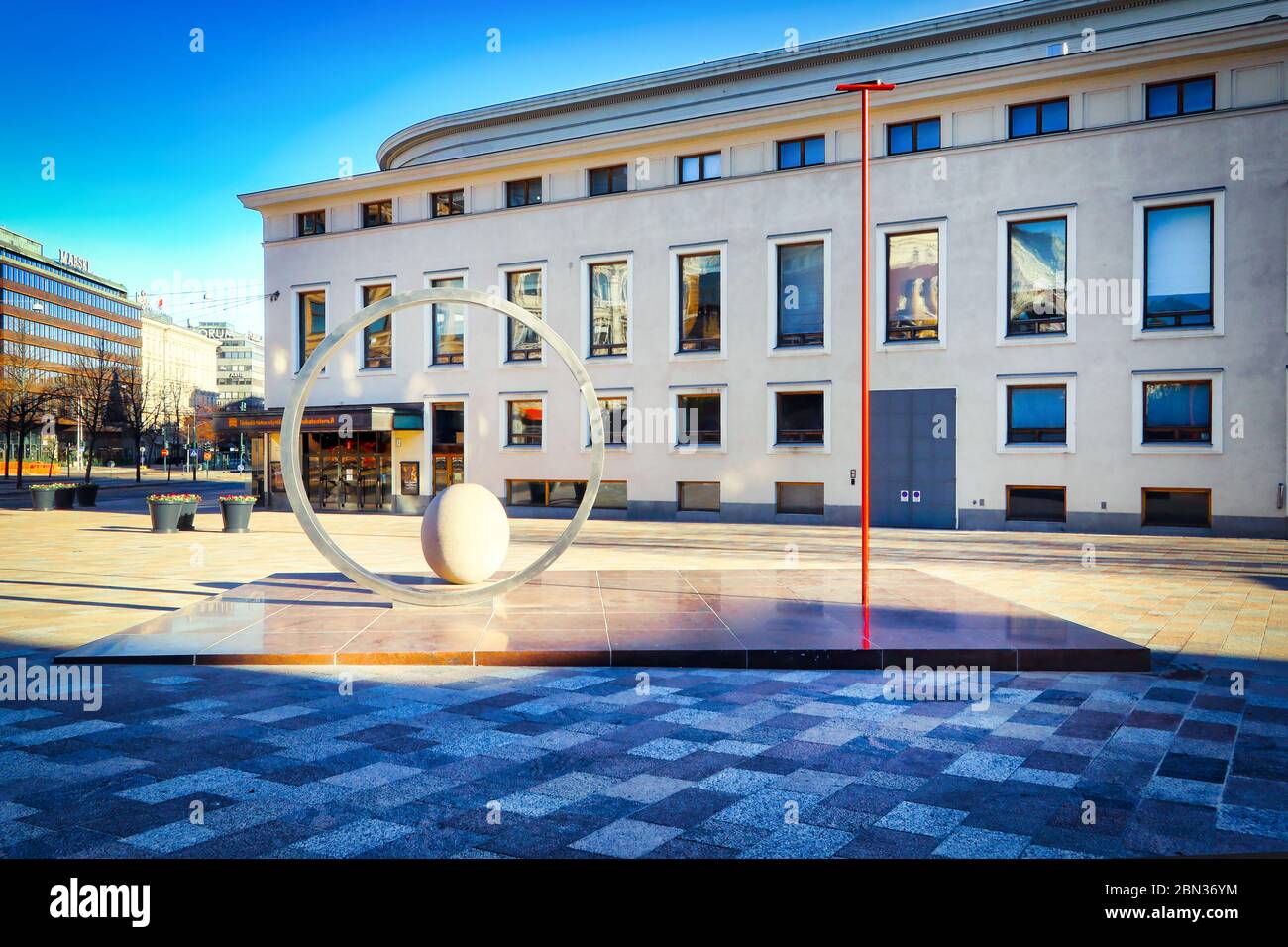 Faith Hope Love, artwork by Eva Lange, celebrates the 100 years of history  and the connection between Finland and Sweden. Erottaja, Helsinki, Finland  Stock Photo - Alamy