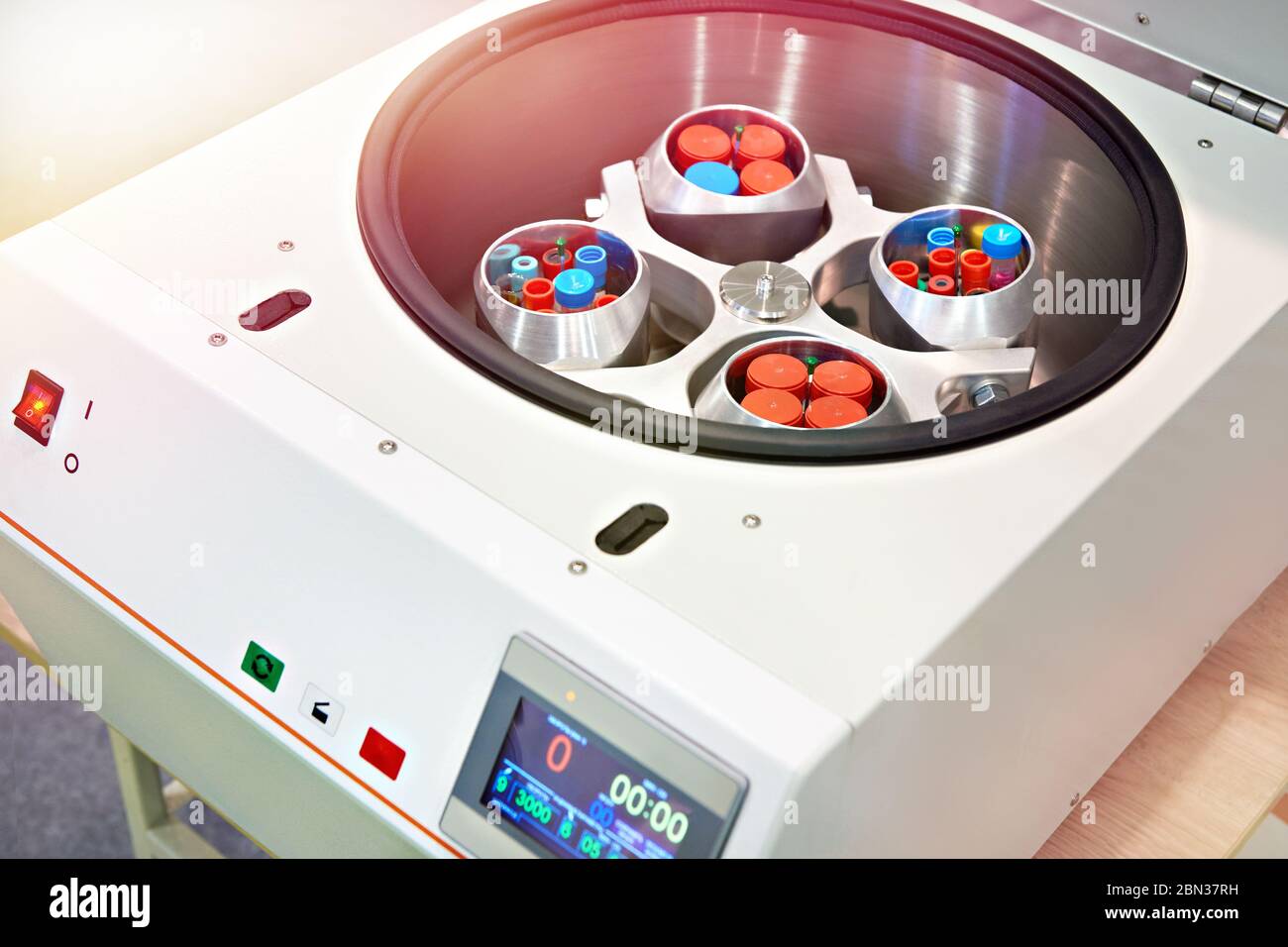Chemical laboratory centrifuge with samples Stock Photo