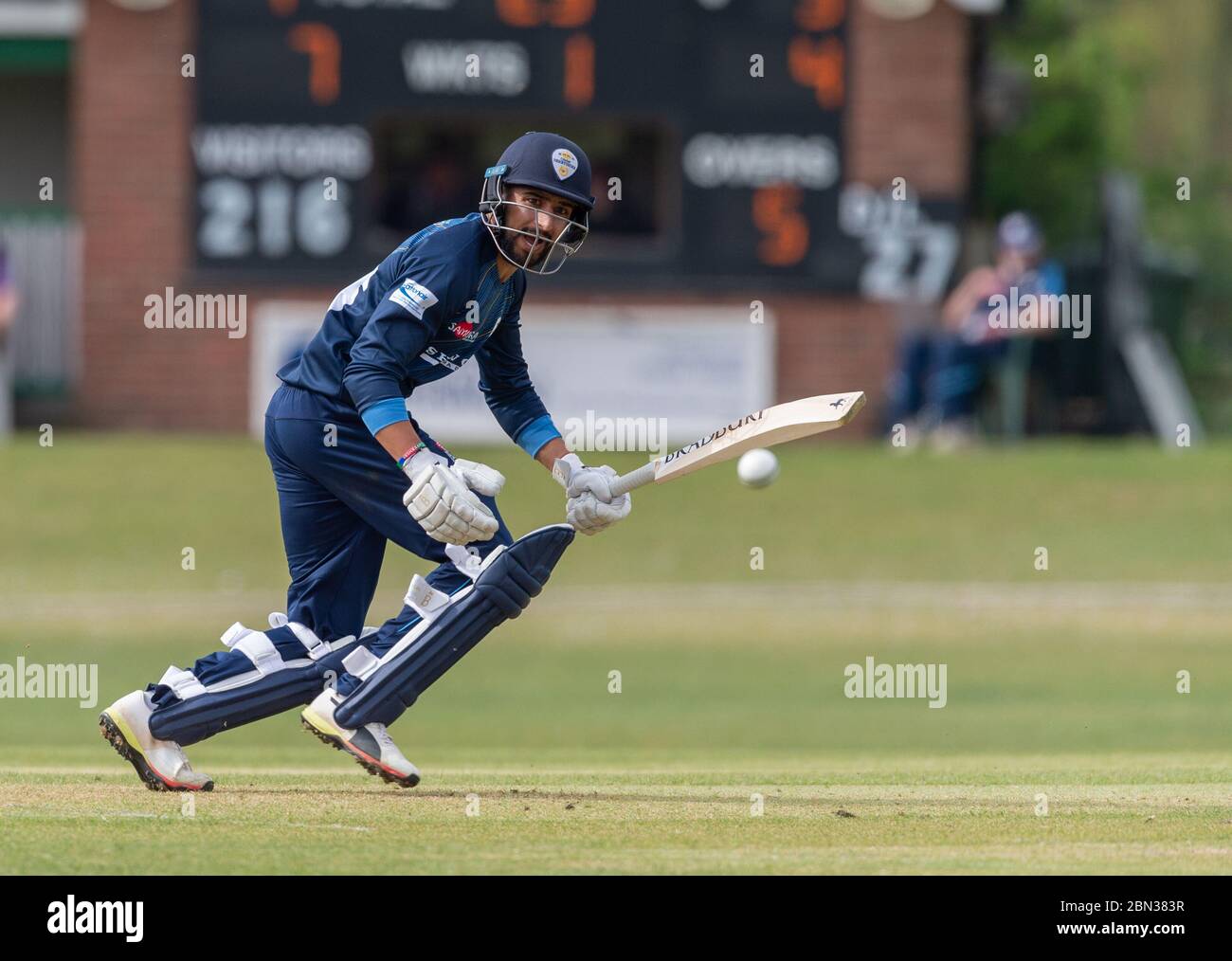 Derbyshire's Anuj Dal batting in a 2nd XI One Day Trophy Match against Lancashire 23 April 2019 Stock Photo