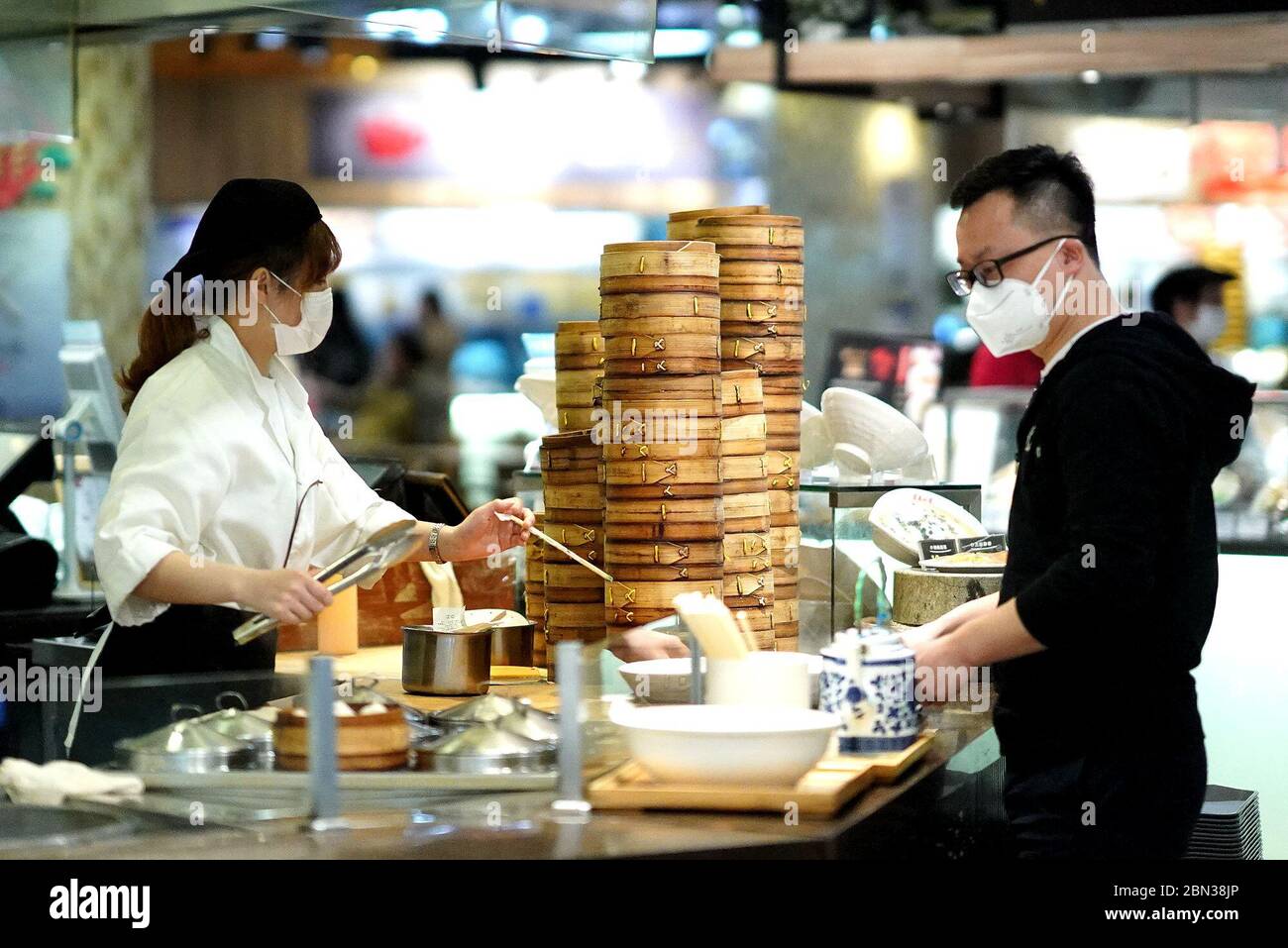 Shanghai. 16th Apr, 2020. A customer buys lunch at a shopping mall in east China's Shanghai, April 16, 2020. China's consumer price index (CPI) grew 3.3 percent year on year in April, moderating from the 4.3-percent gain in March, according to data from the National Bureau of Statistics (NBS). Credit: Chen Fei/Xinhua/Alamy Live News Stock Photo