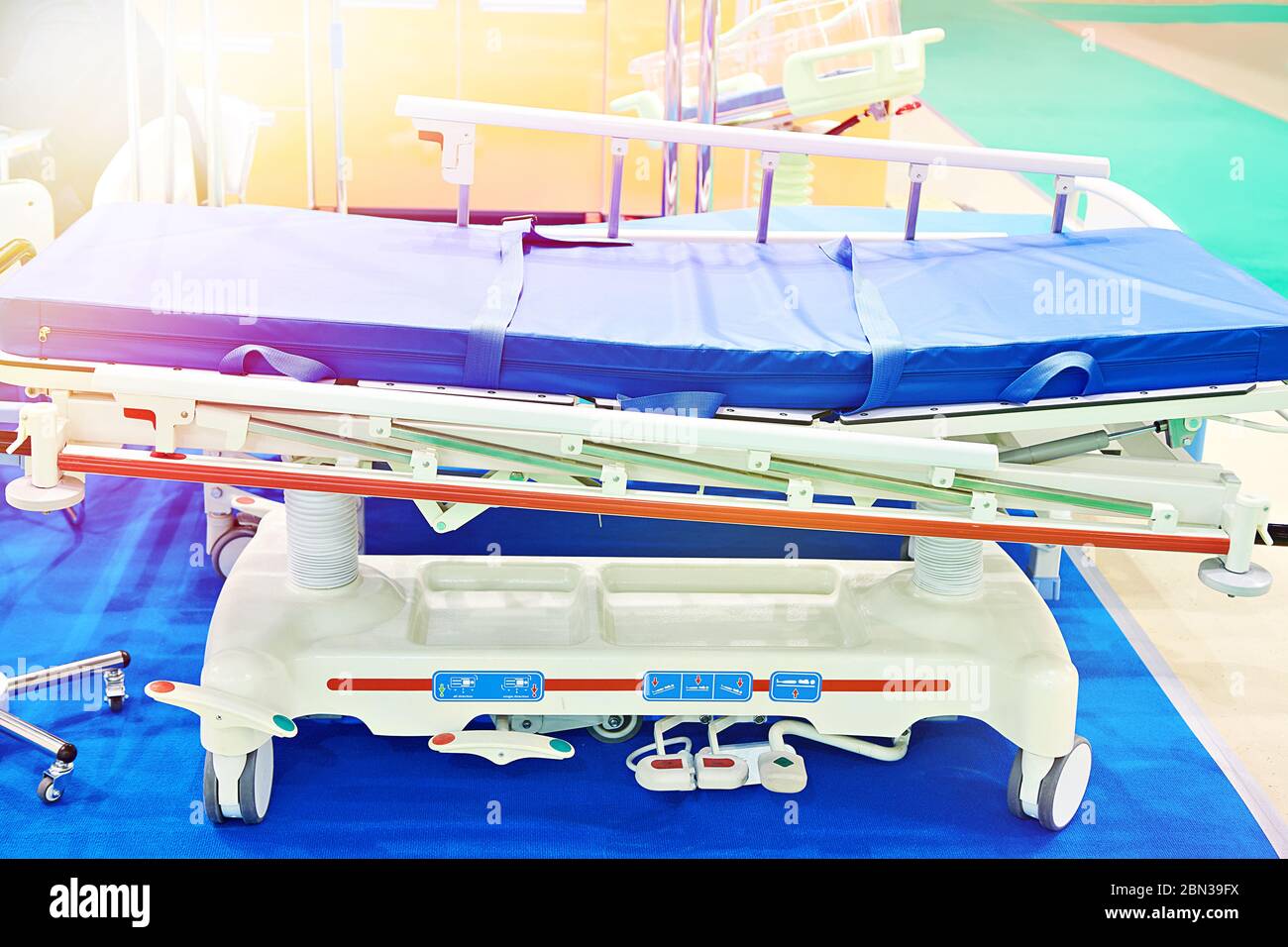 Modern hospital bed with tilt adjustments Stock Photo Alamy