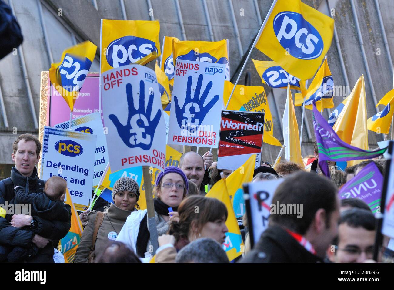 Public sector workers striking against pension cuts, Reading 30 Nov ...