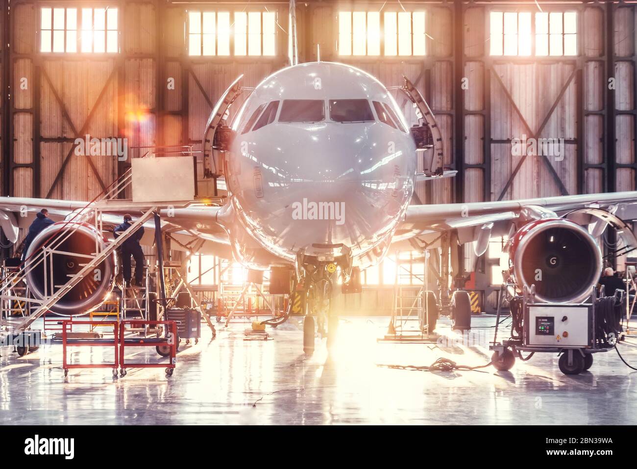 Premium Photo | Hangar facility illustration warehouse hangar and passenger  plane storage unit generative ai