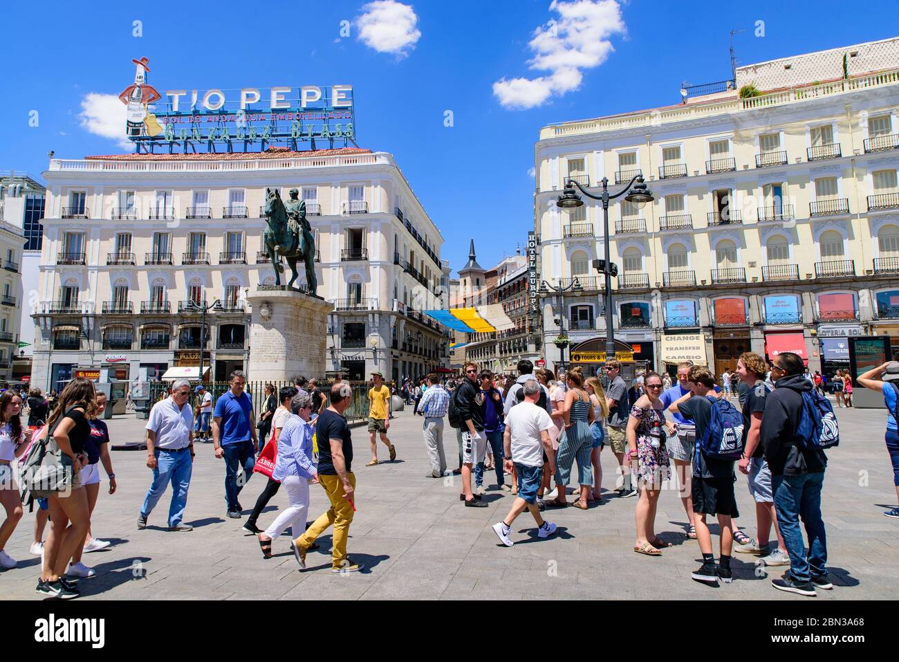 Puerta del sol (Gate of the Sun), a public square in Madrid, Spain Stock Photo