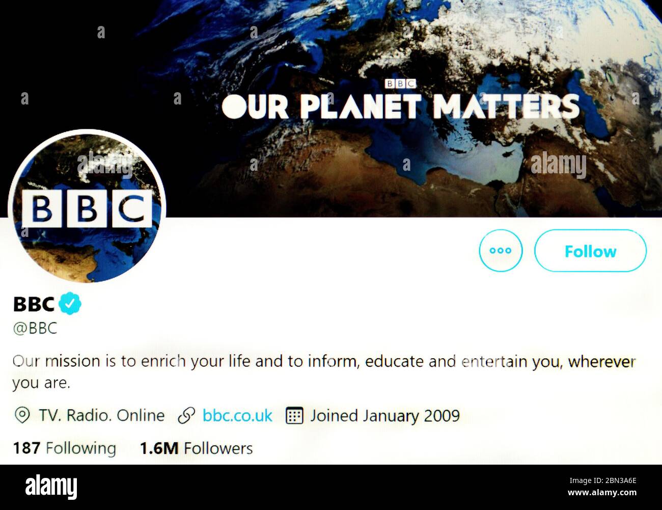 Twitter page (May 2020) : BBC Stock Photo