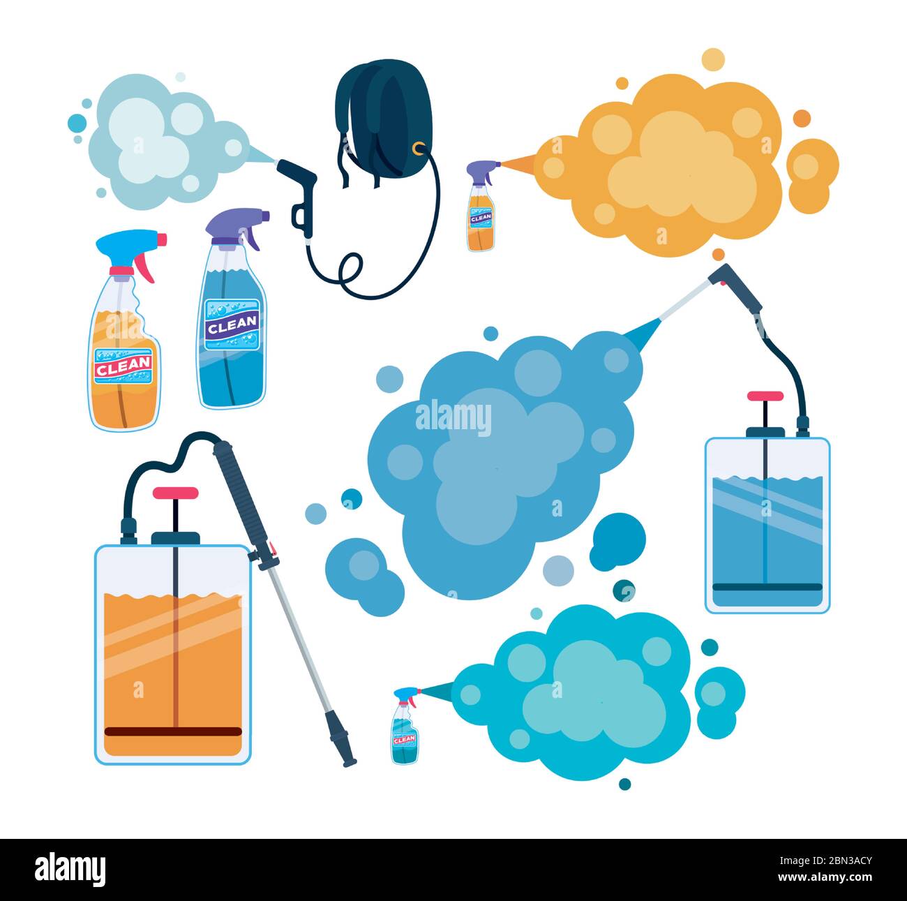 Antibacterial spray bottles with smokes vector design Stock Vector ...