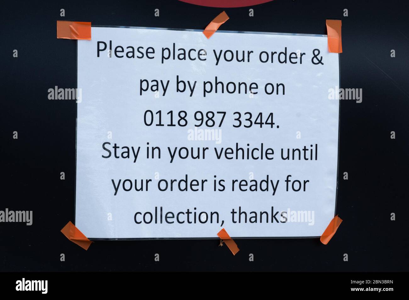 Sign at a click and collect facility at a DIY store, stay in your vehicle until your order is ready, during 2020 coronavirus covid-19 pandemic, UK Stock Photo