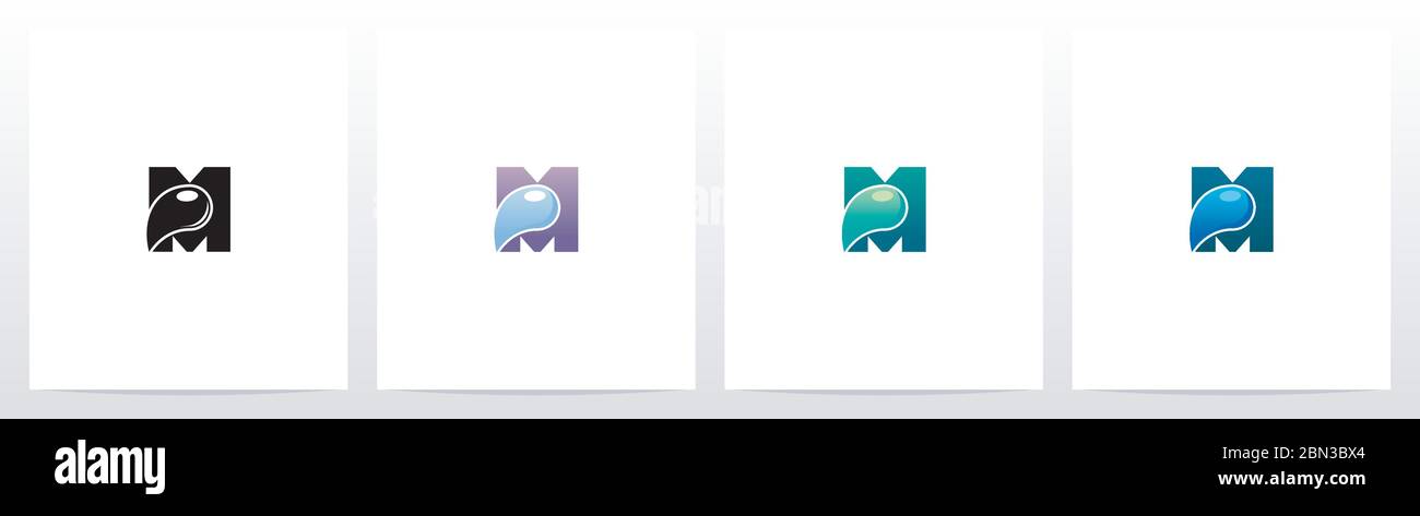 Waterdrop On Letter Logo Design M Stock Vector