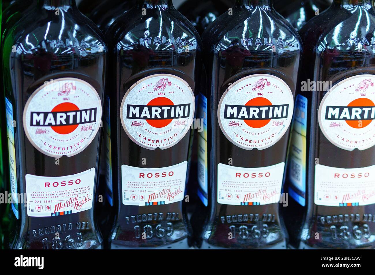Tyumen, Russia-may 04, 2020: Vermouth Martini Rosso in a glass bottle of 1  litre was put up for sale in hypermarket Stock Photo - Alamy
