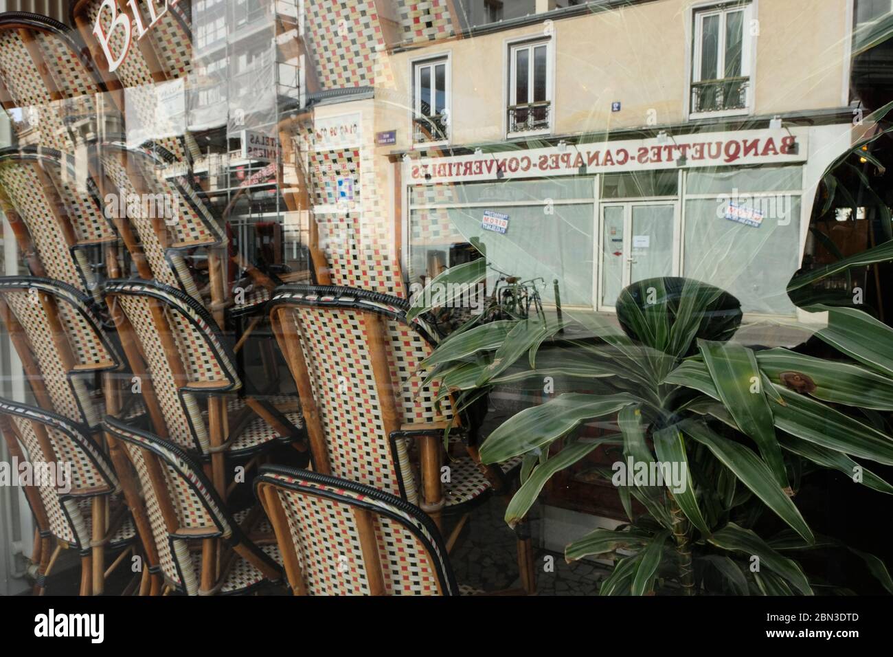 Empty cafes and restaurants in paris Stock Photo