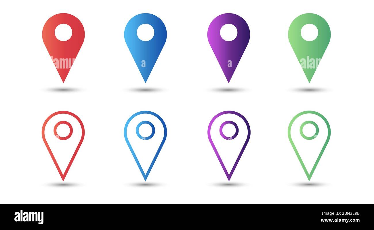 Set of colored vector map pin location - Set Of Colored Vector Map Pin Location Icons 2BN3E8B 