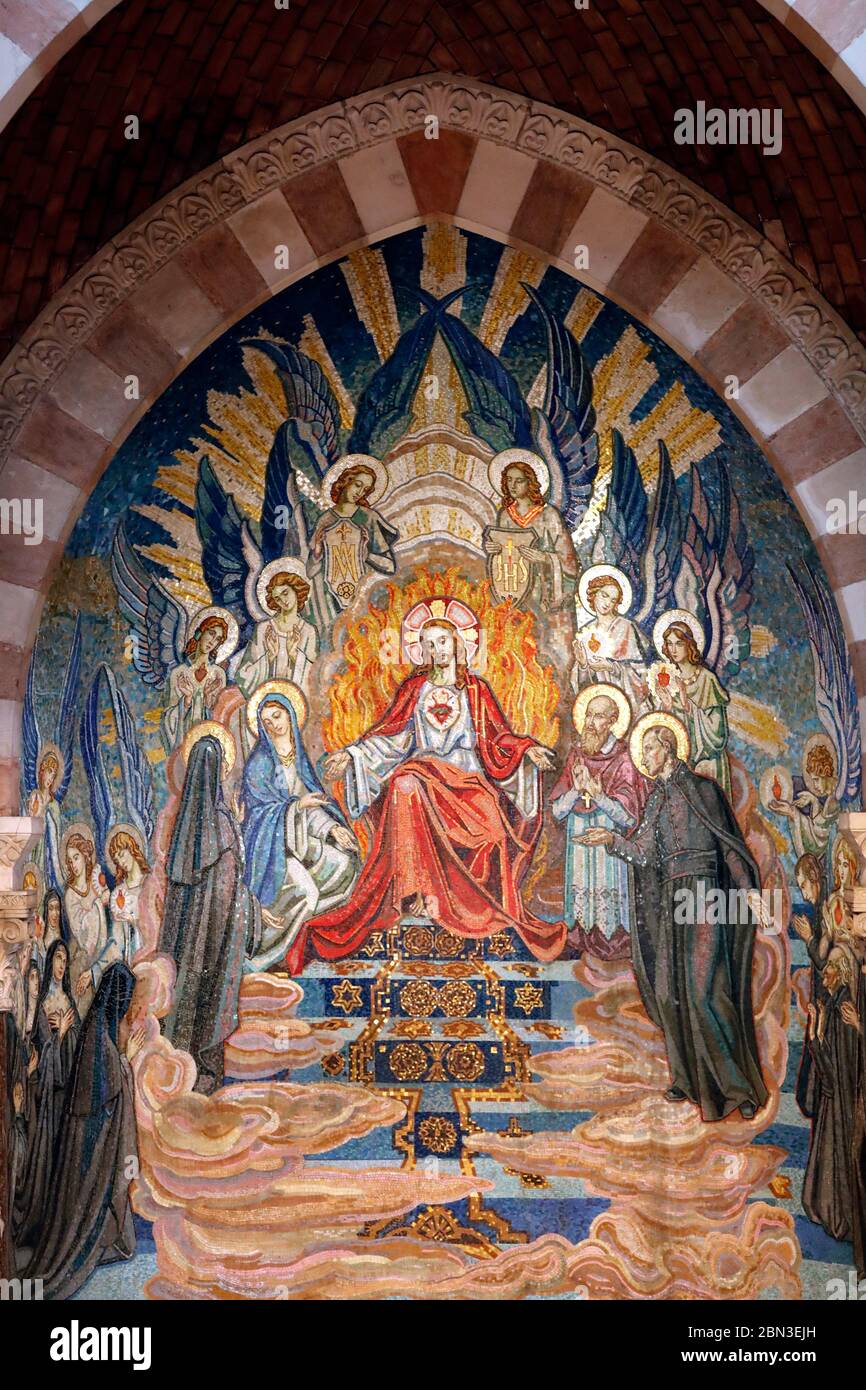 St Claude la Colombiere chapel. Jesus sacred heart mosaic. Paray le Monial. France Stock Photo