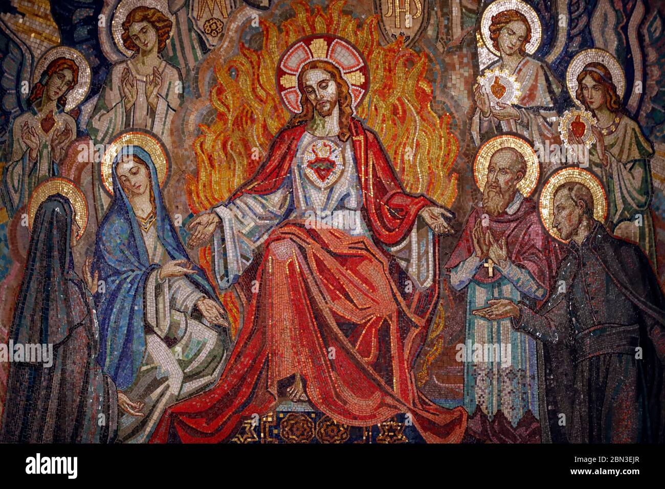 St Claude la Colombiere chapel. Jesus sacred heart mosaic. Paray le Monial. France Stock Photo