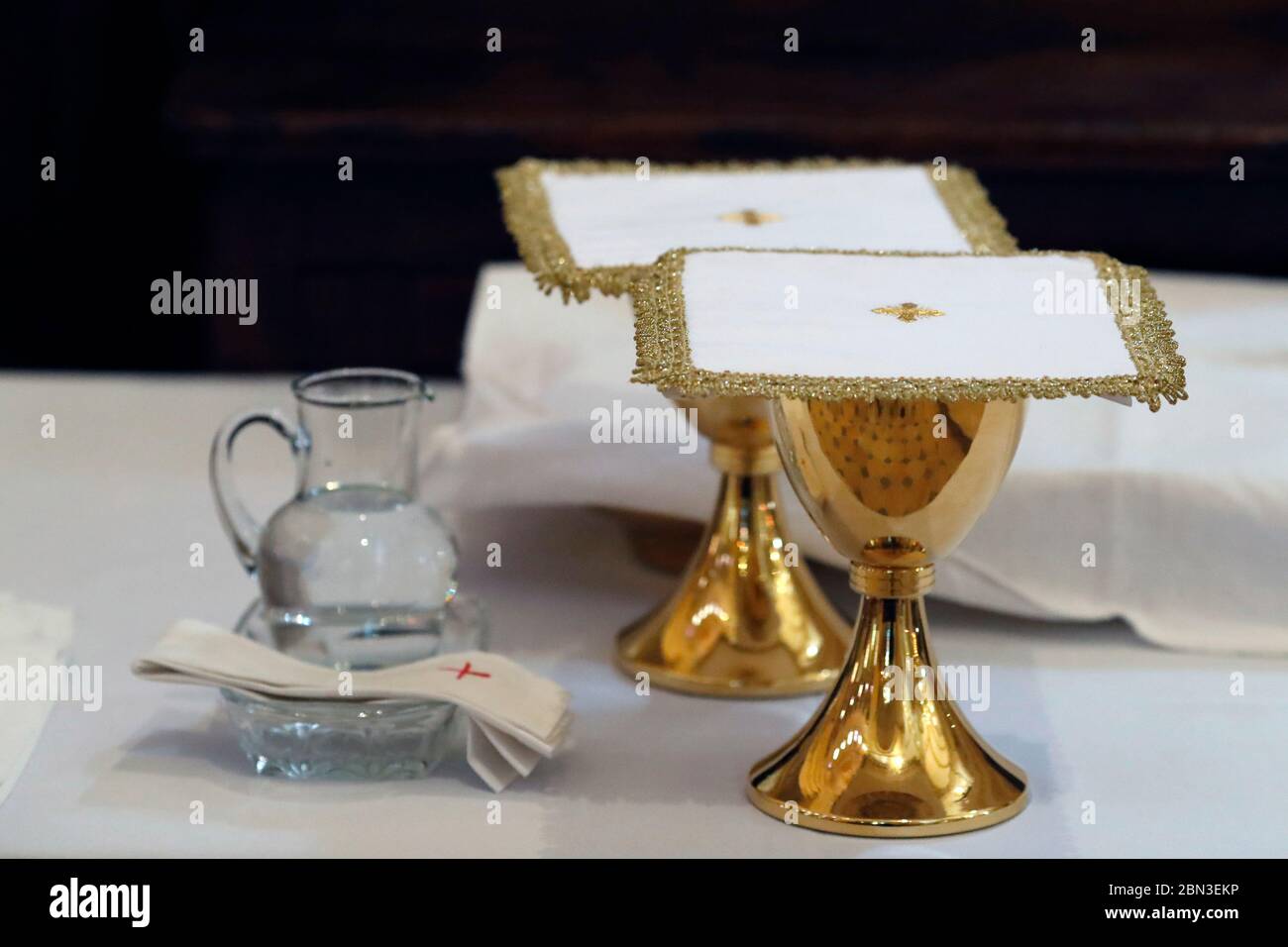 Sacred Heart Basilica. Eucharist table.  Paray le Monial. France. Stock Photo