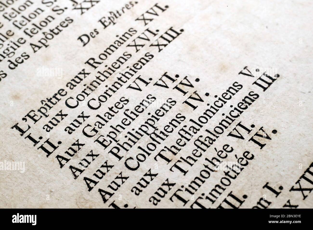 Old Bible in french. 18 th century. Old Testament. France Stock Photo