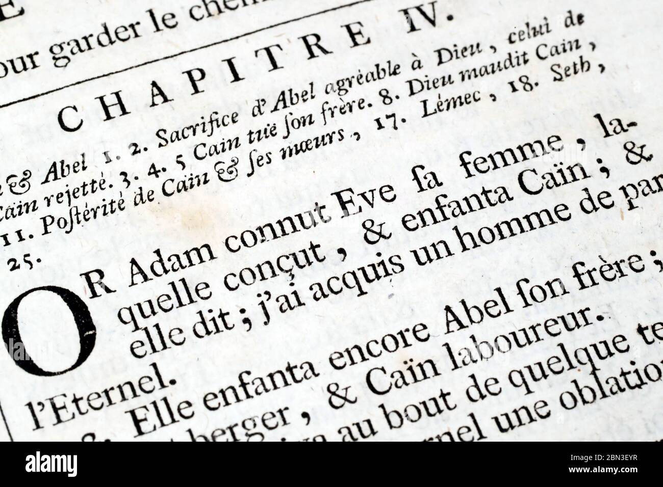 Old Bible in french. 18 th century. Old Testament. Genesis. The First