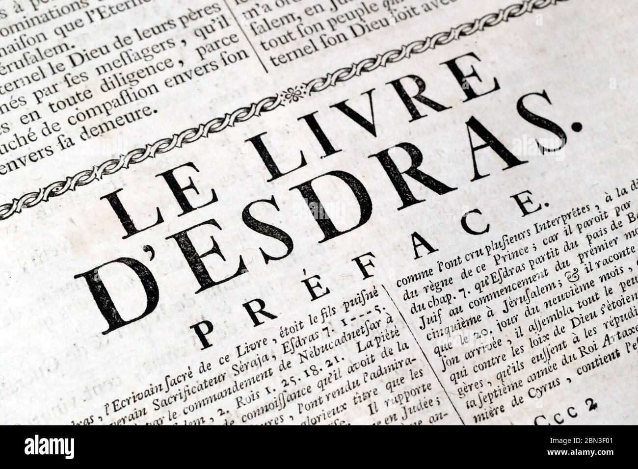 Old Bible in french. 18 th century. Old Testament. The Book of Ezra