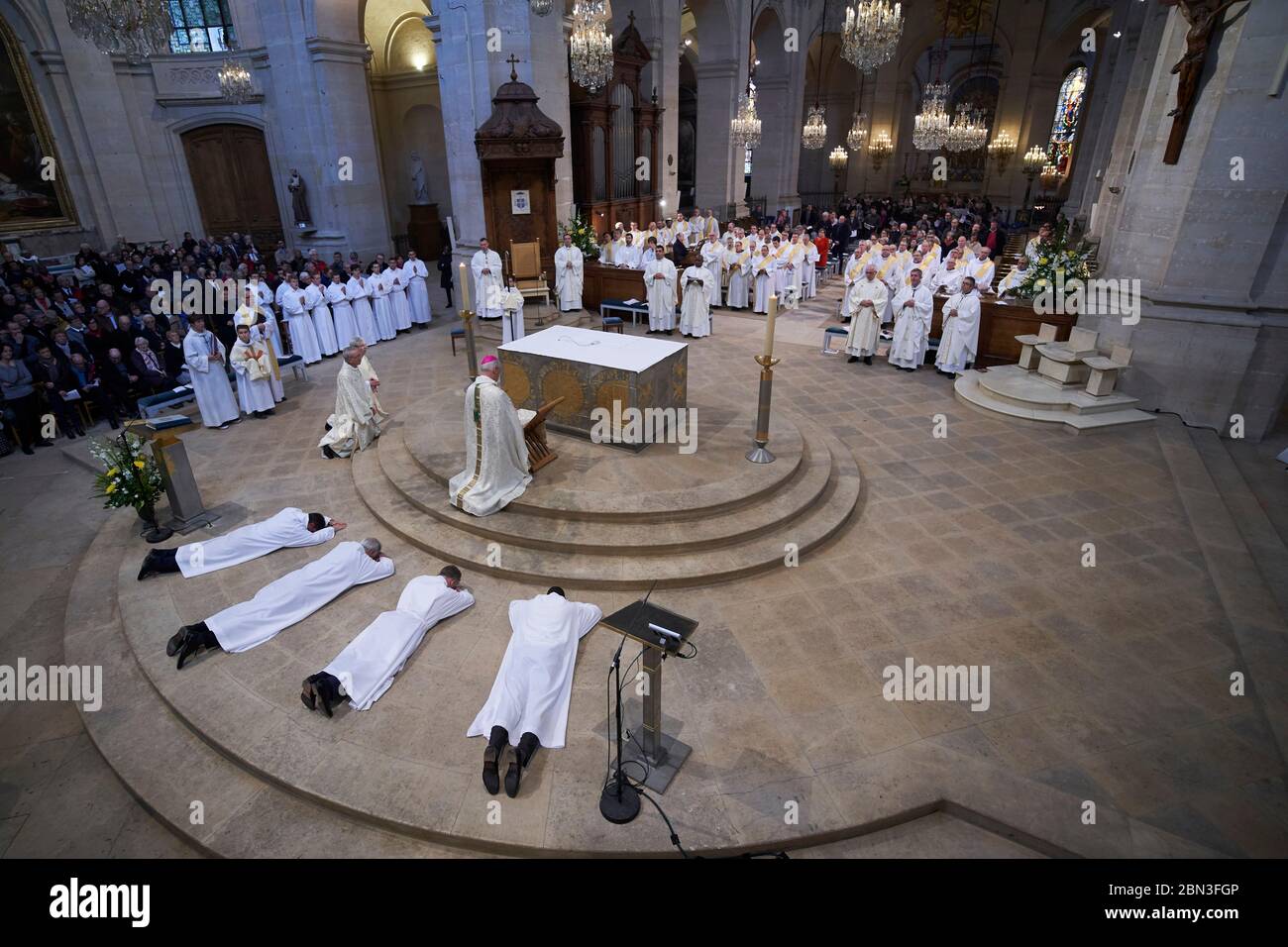 Deacon ordinations in St Louis cathedral, Versailles, France. Stock Photo