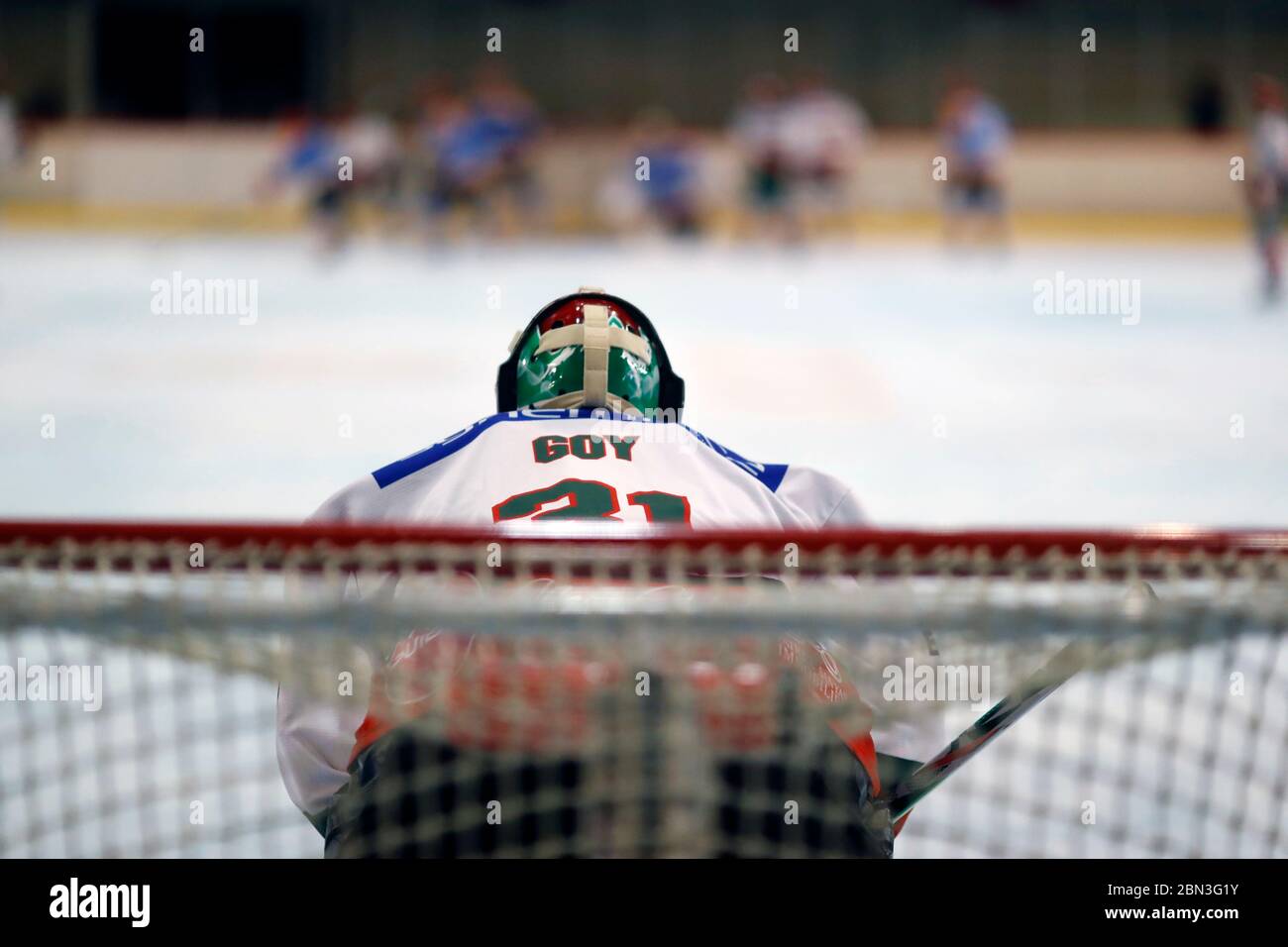 Ice Hockey match. Goalkeepeer. France Stock Photo Alamy