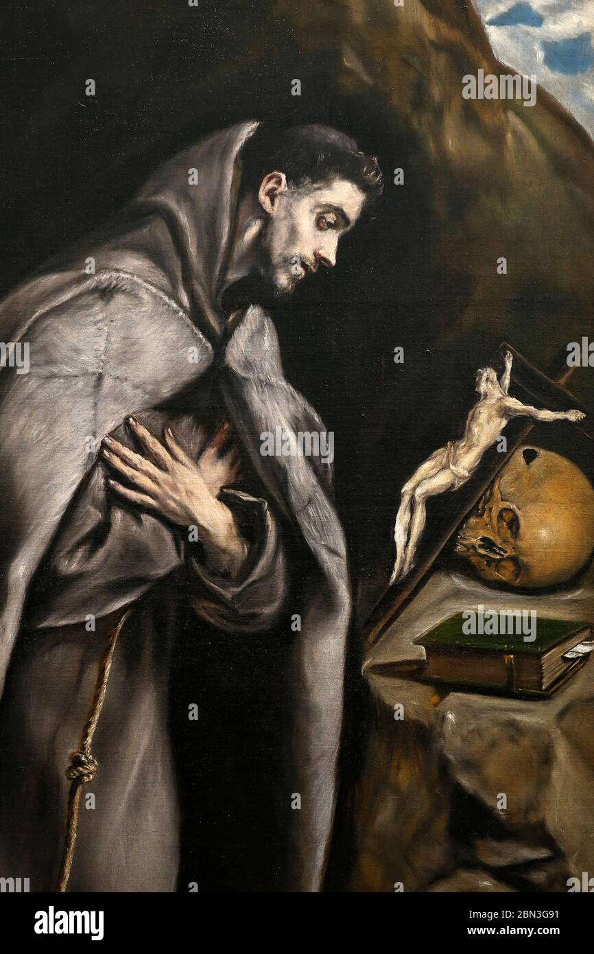 El Greco. Saint Francis praying, c.1590. Oil on canvas. Displayed at Le ...