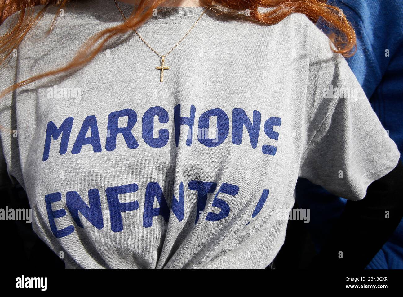 Manifestation contre la PMA sans père et la GPA, Paris. Stock Photo