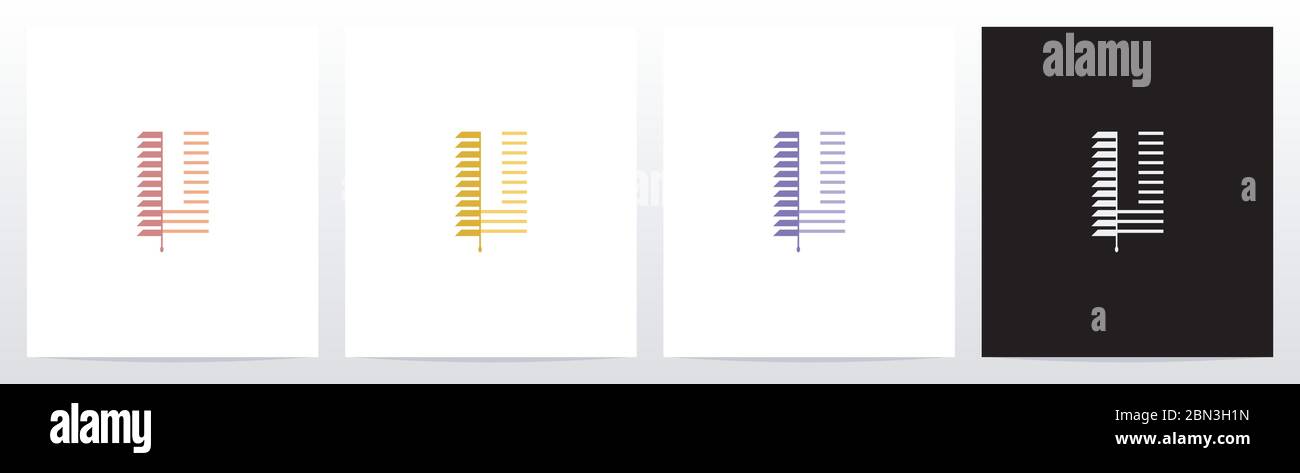 Window Blinds Letter Logo Design U Stock Vector