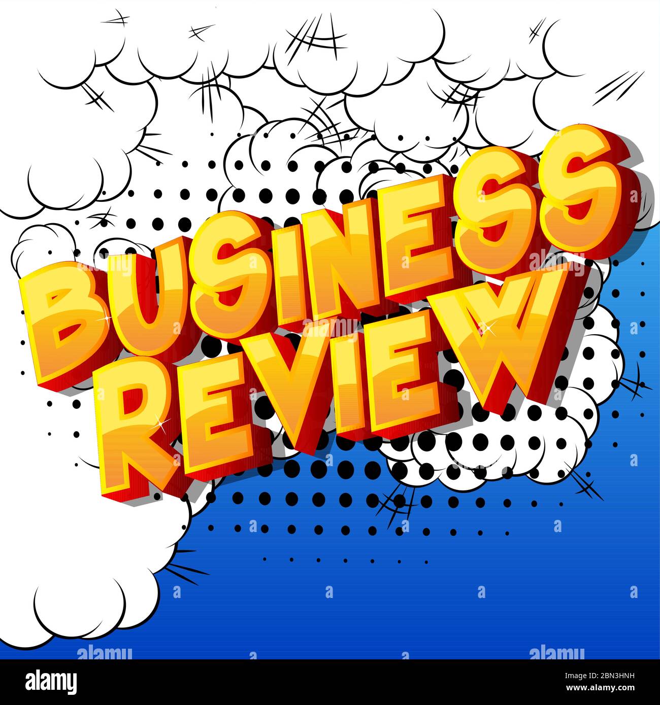 Business Review - Comic book style word on abstract background. Stock Vector