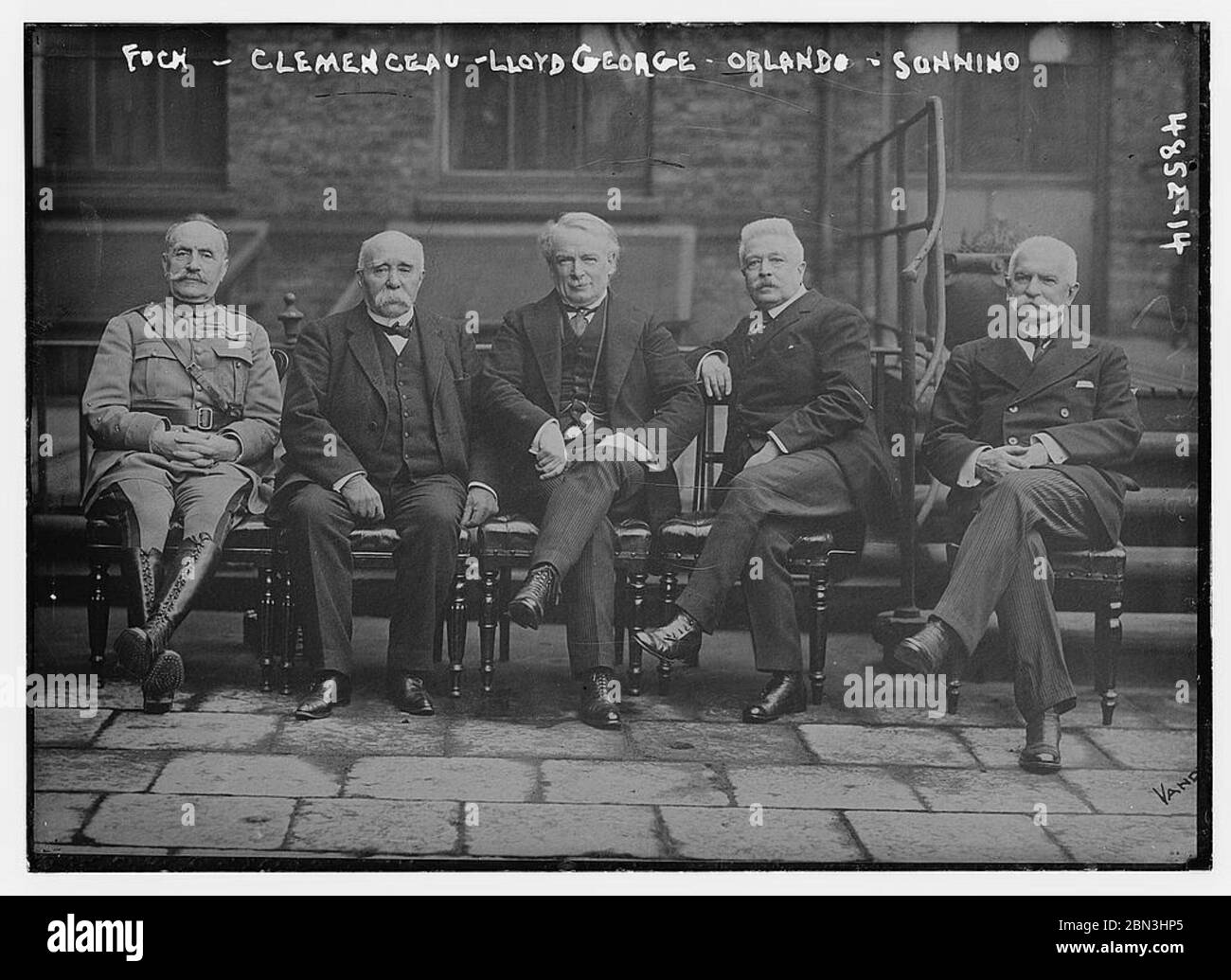 Foch, Clemenceau, Lloyd George, Orlando, Sonnino (LOC) by The Library of Congress Stock Photo