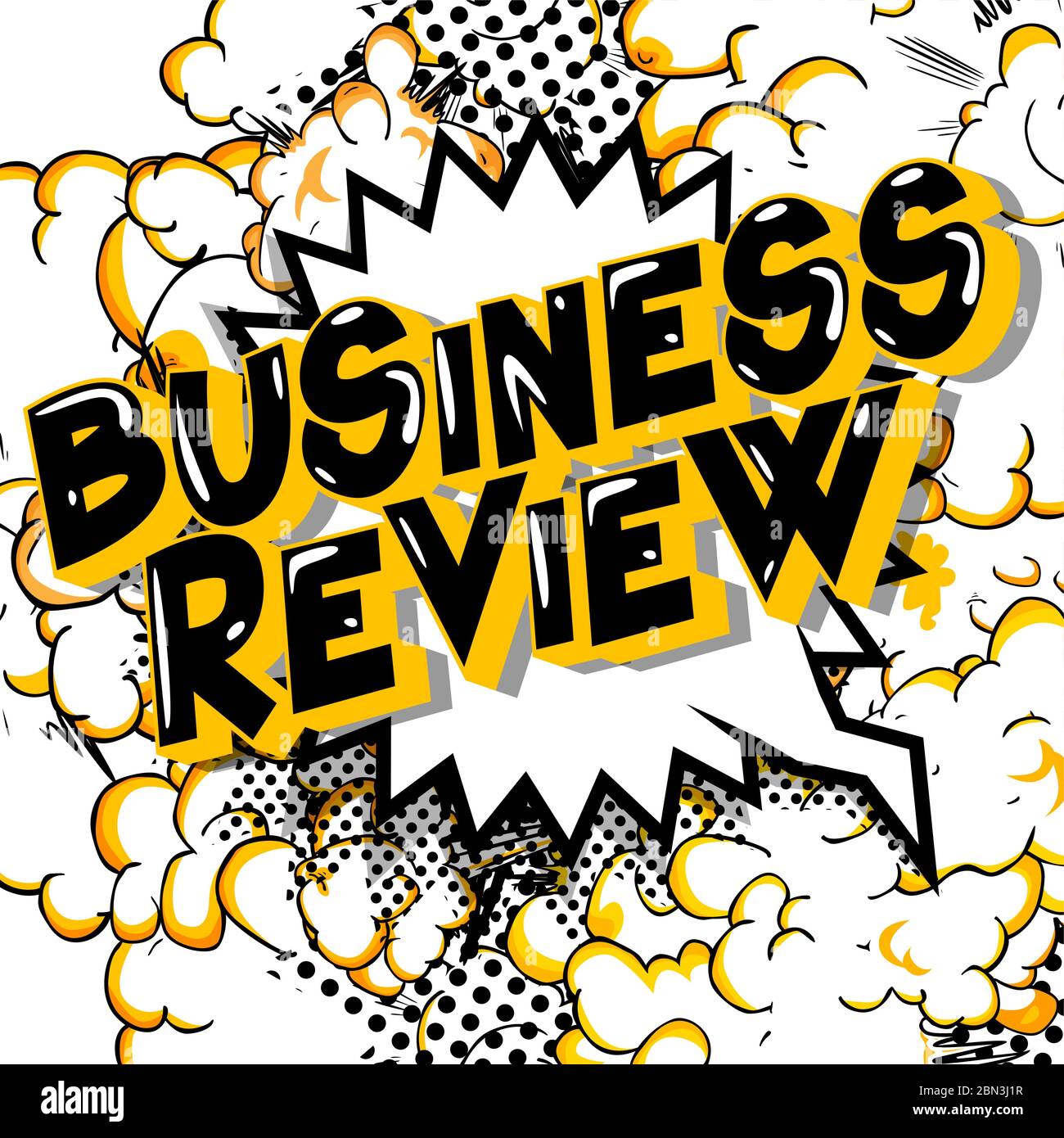 Business Review - Comic book style word on abstract background. Stock Vector