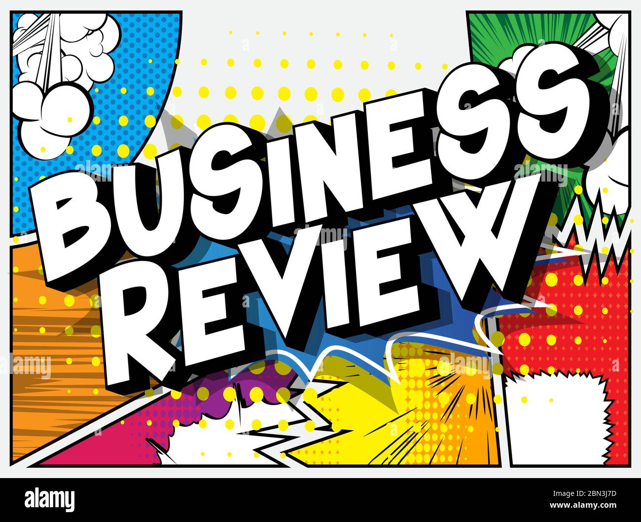 Business Review - Comic book style word on abstract background. Stock Vector