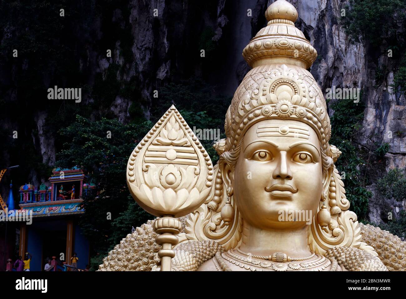 Murugan, the Hindu god of war. Hindu temple and shrine of Batu Caves
