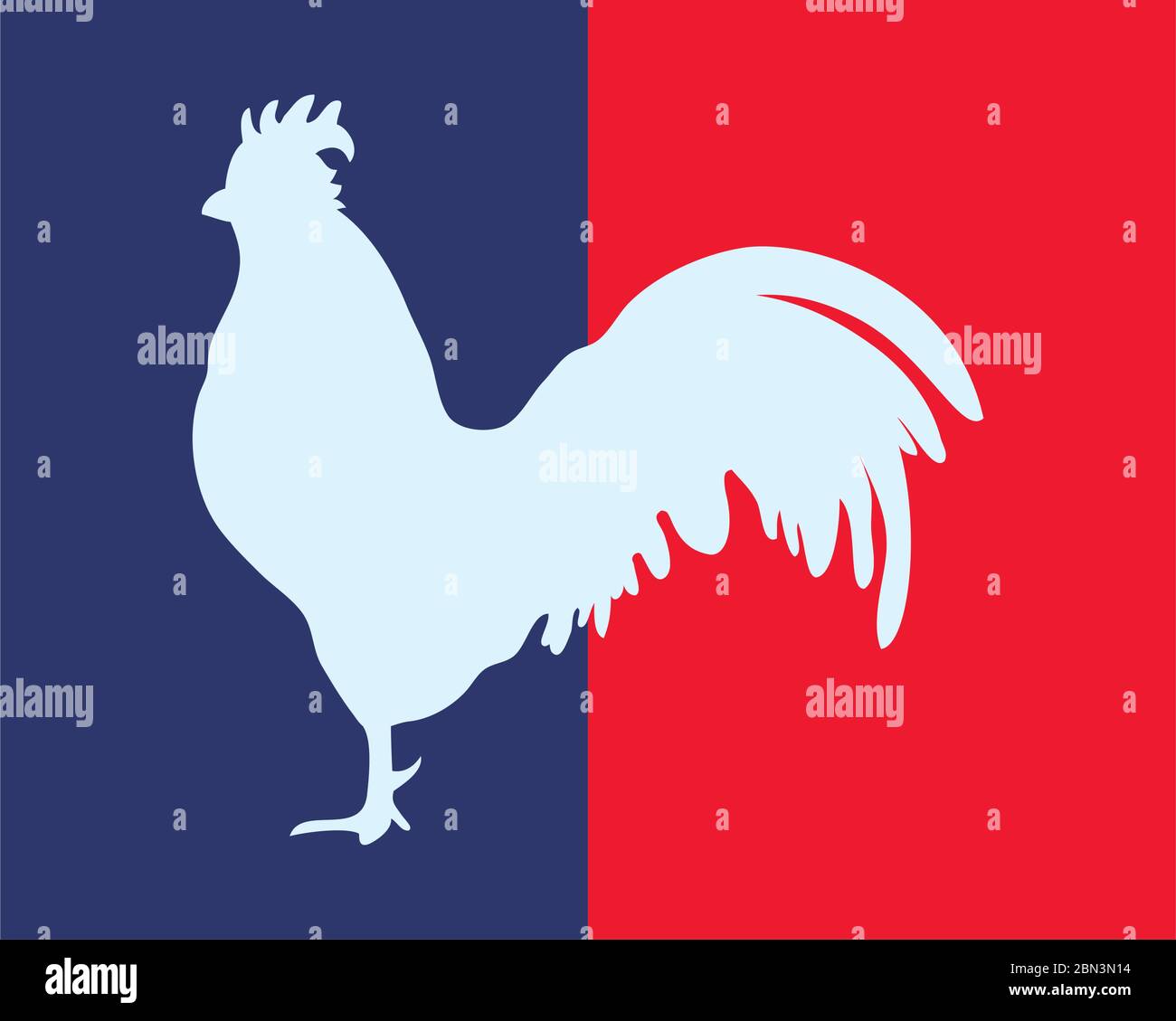 bastille day concept, flag with gallic rooster icon and french flag