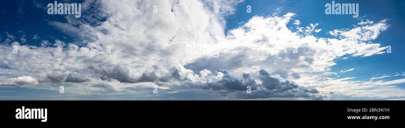 Clouds on blue sky background, ultra wide panorama Stock Photo - Alamy