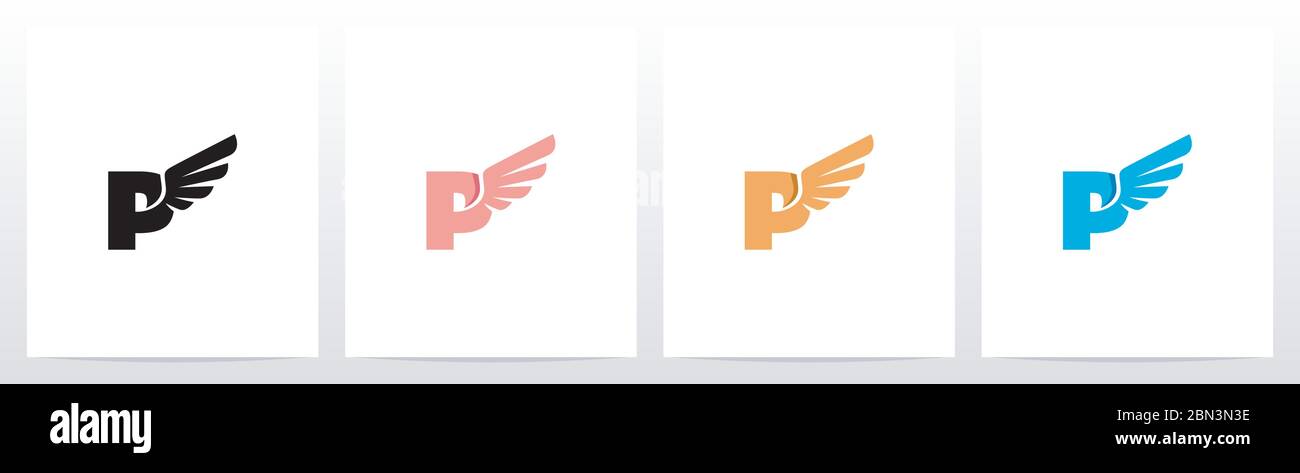 Wings On Letter Logo Design P Stock Vector Image & Art - Alamy