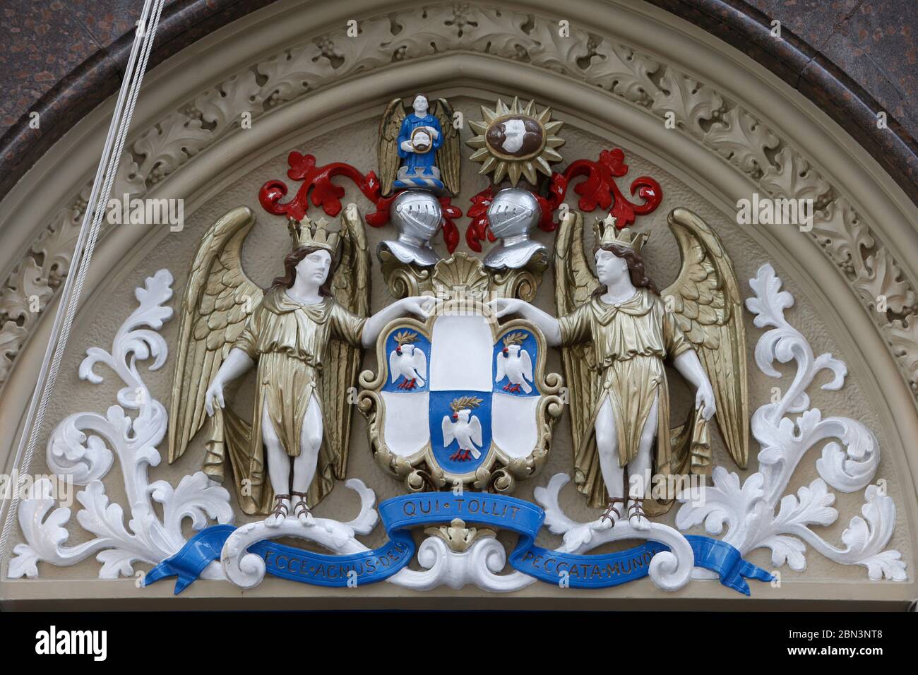 Coat of arms on a building in the City of London, U.K. Stock Photo